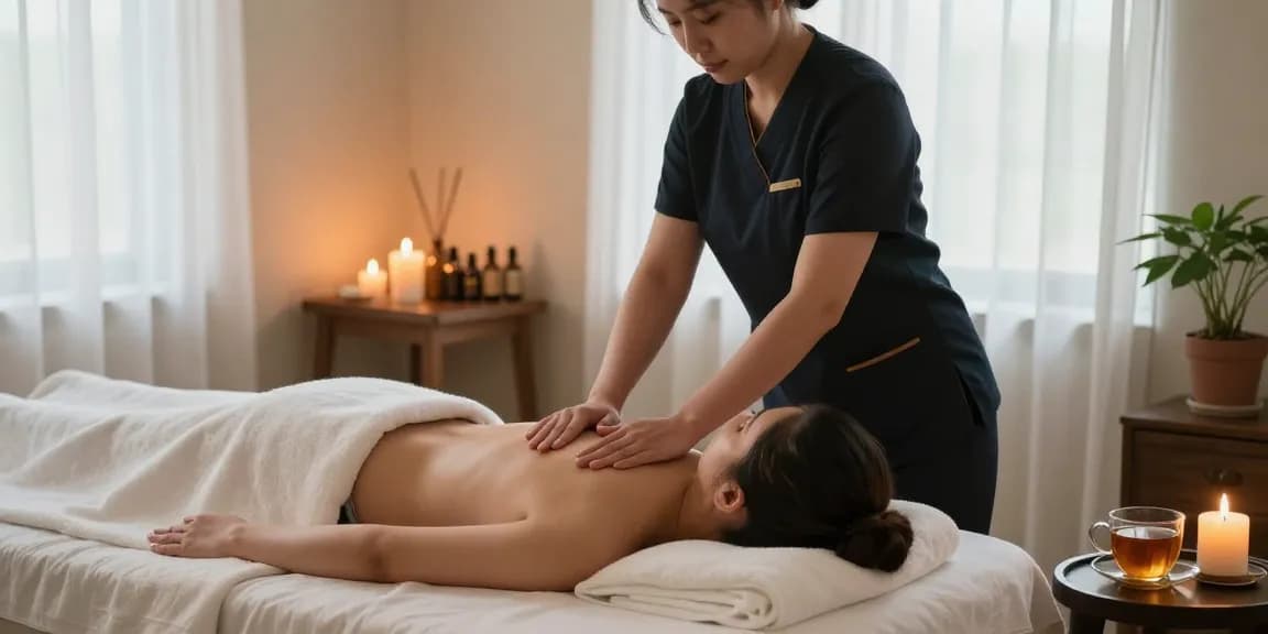 Relaxation massage therapy at Balanced Massage with mantra88 aromatherapy oils and calming atmosphere