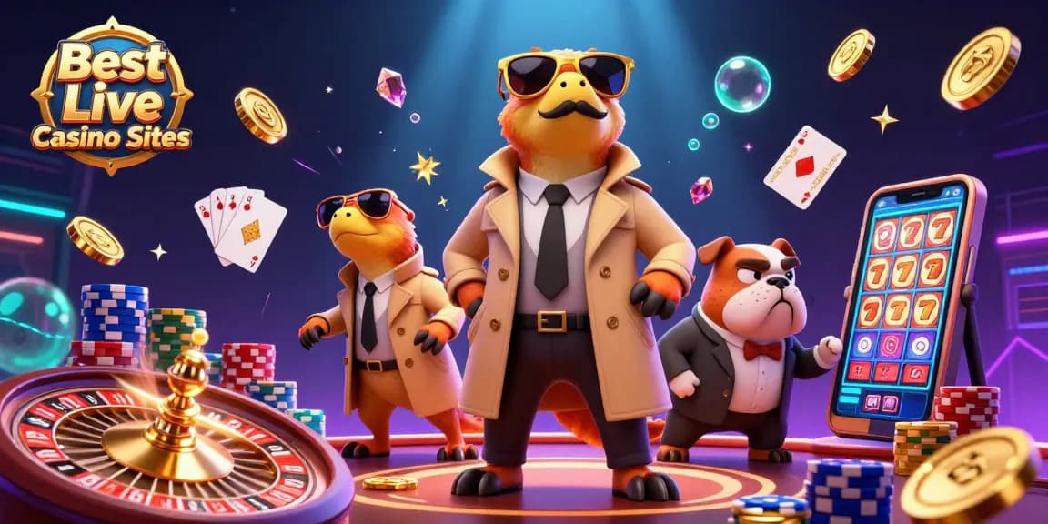 Experience the excitement of the Best Live Casino Sites with vivid illustrations of dynamic gaming action.