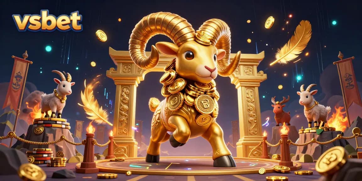 Experience thrilling action at vsbet, where golden rams charge through a captivating casino landscape.
