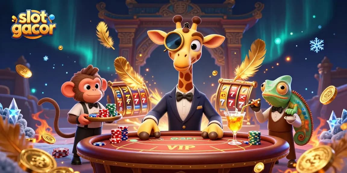 Saat bermain slot gacor, menikmati momen di meja VIP dengan karakter kartun.