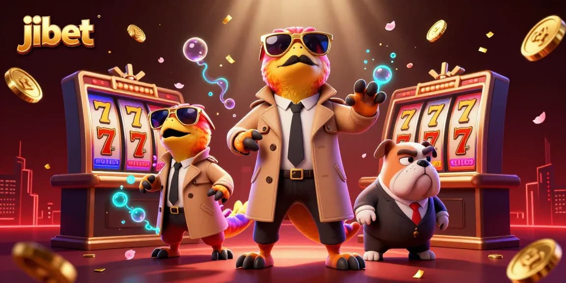Experience jibet's thrilling casino action with cartoon raptors and dynamic slot elements.