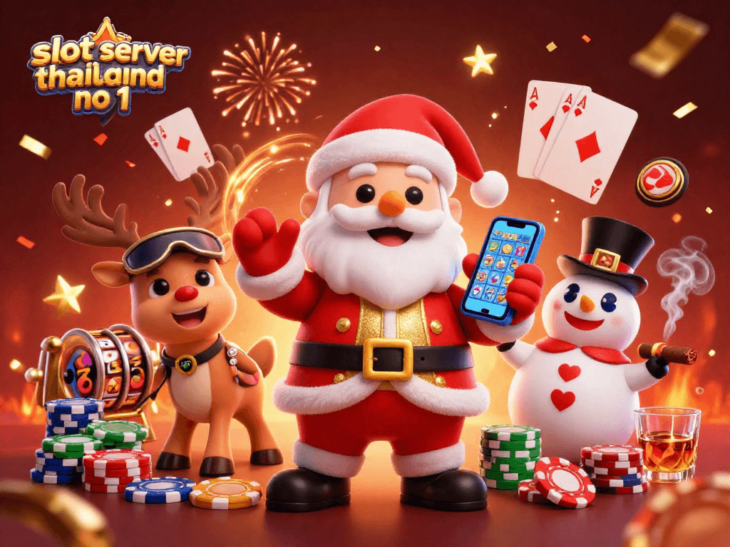 Engage with slot server thailand no 1 as Santa and friends celebrate big wins in a vibrant casino scene.