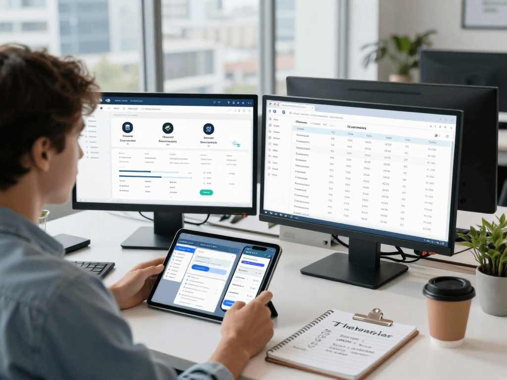 Purchase app downloads in a dynamic app marketing workspace showcasing analytics and keyword strategies, emphasizing productivity.