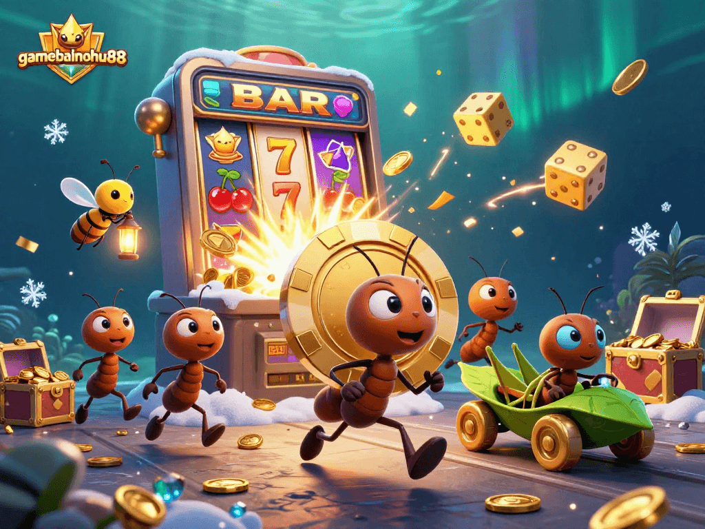 Experience an adventurous heist in gamebainohu88 with ants, slot machines, and golden treasures!