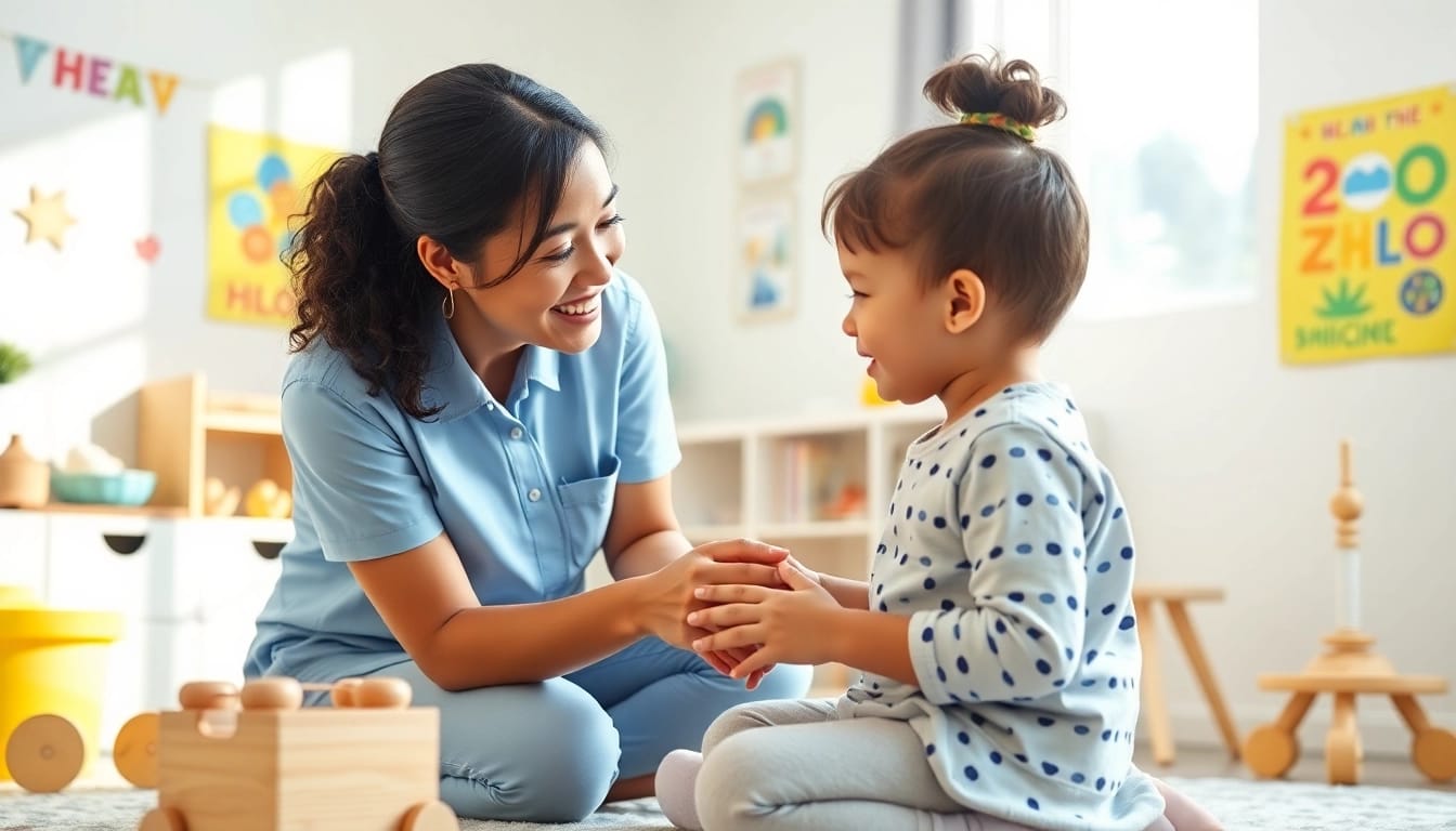 Engaging early intervention ABA therapy session with a child in a bright therapy room.