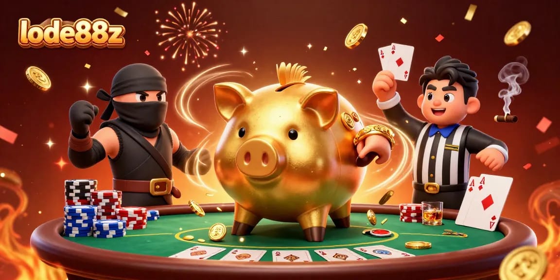 Witness lode88z in action with a dynamic 3D illustration showcasing a thrilling casino scene.