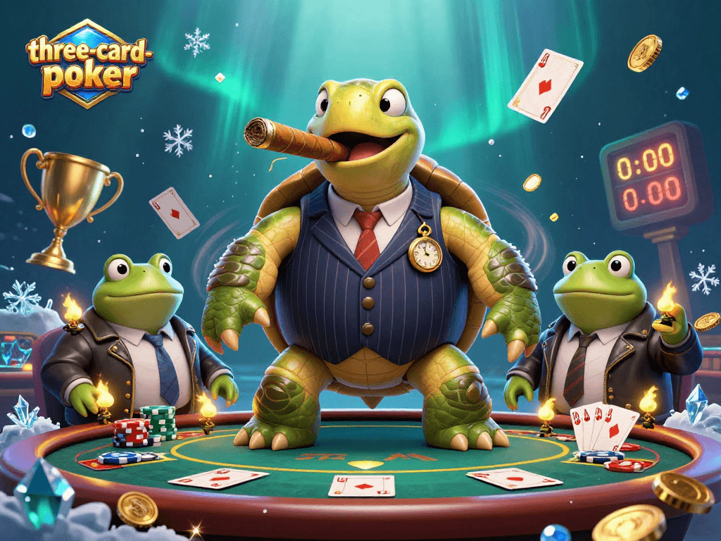 Engage in three-card-poker action with dynamic characters and casino elements.