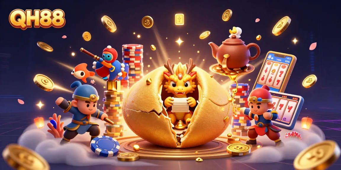 Experience thrilling fish shooting in QH88 with golden rewards and dynamic 3D casino elements.