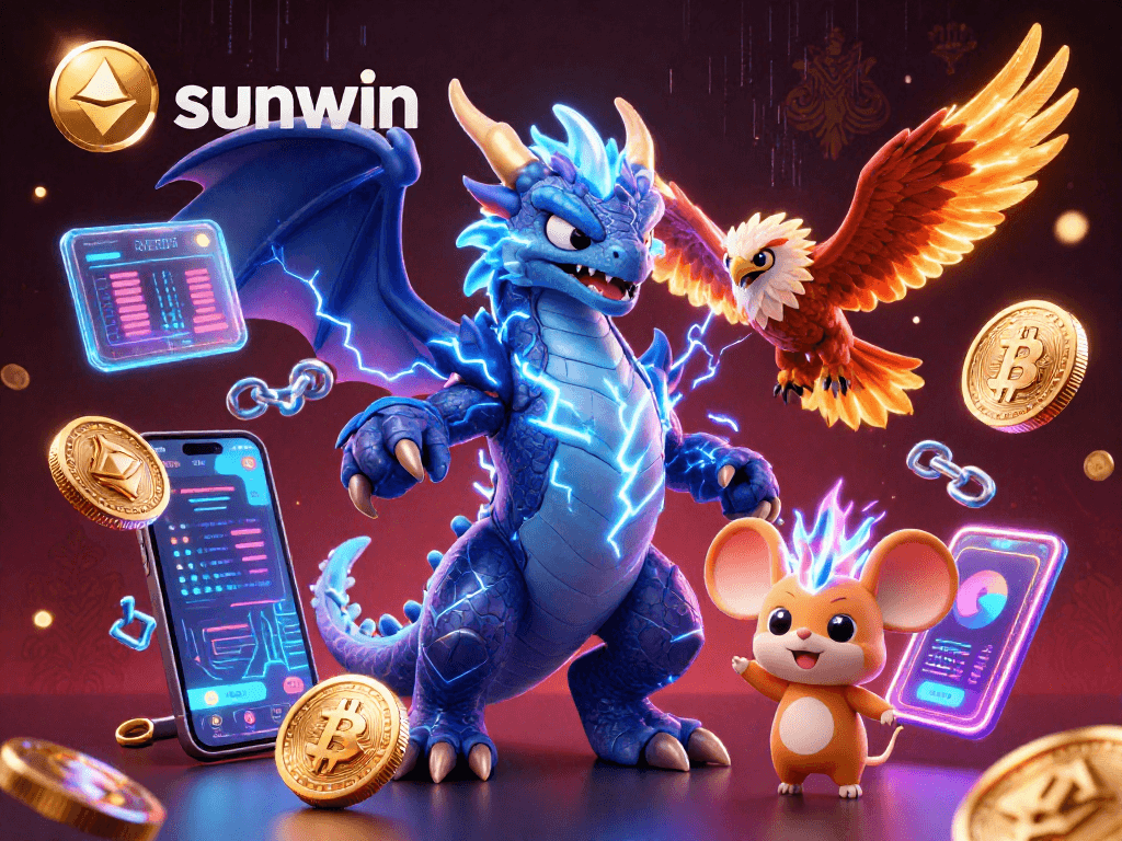 Engage with sunwin's thrilling gaming environment featuring dynamic 3D characters and vibrant casino elements.