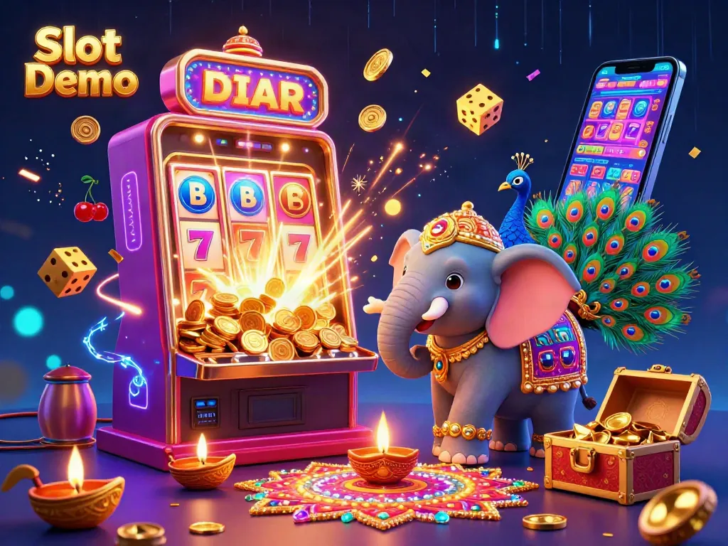 Experience thrilling Slot Demo gameplay with vibrant visuals and exciting casino elements in a colorful 3D illustration.