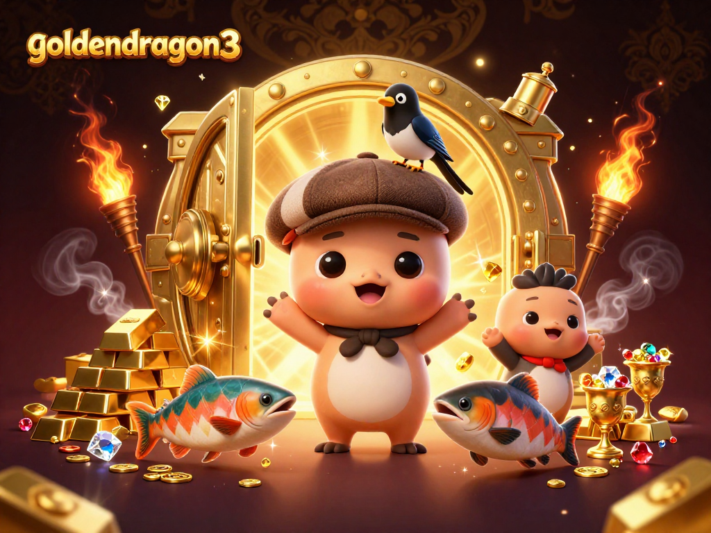 Engage with goldendragon3 by spinning reels and winning treasures in this enchanting casino illustration.
