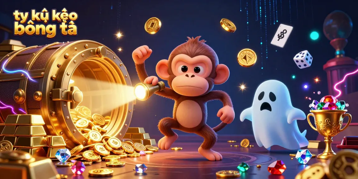 Experience thrilling tỷ lệ kèo bóng đá with a lively scene of juggling coins and a golden flashlight.