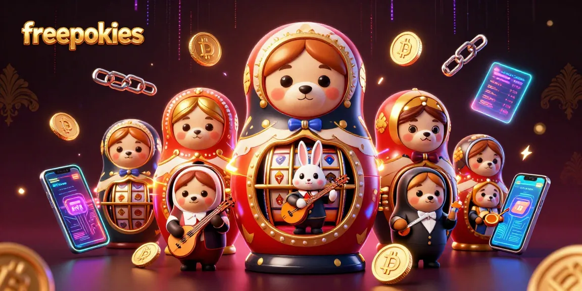 Spin freepokies with vibrant characters and 3D elements in a dynamic casino illustration.