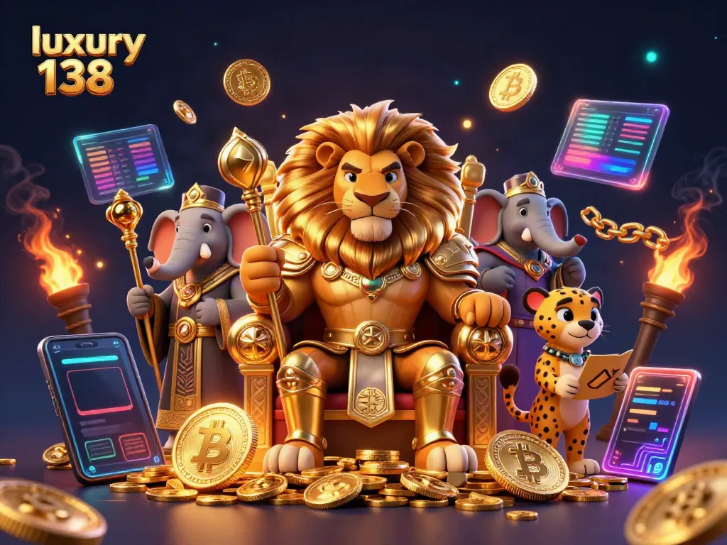 Experience luxury 138 excitement with a royal king and vibrant casino elements.