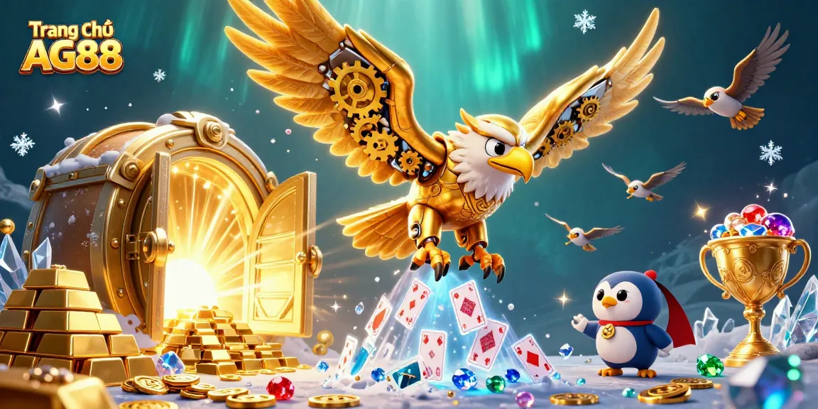 Experience winning thrills at Trang chủ AG88 with a dynamic 3D casino illustration packed with treasures.