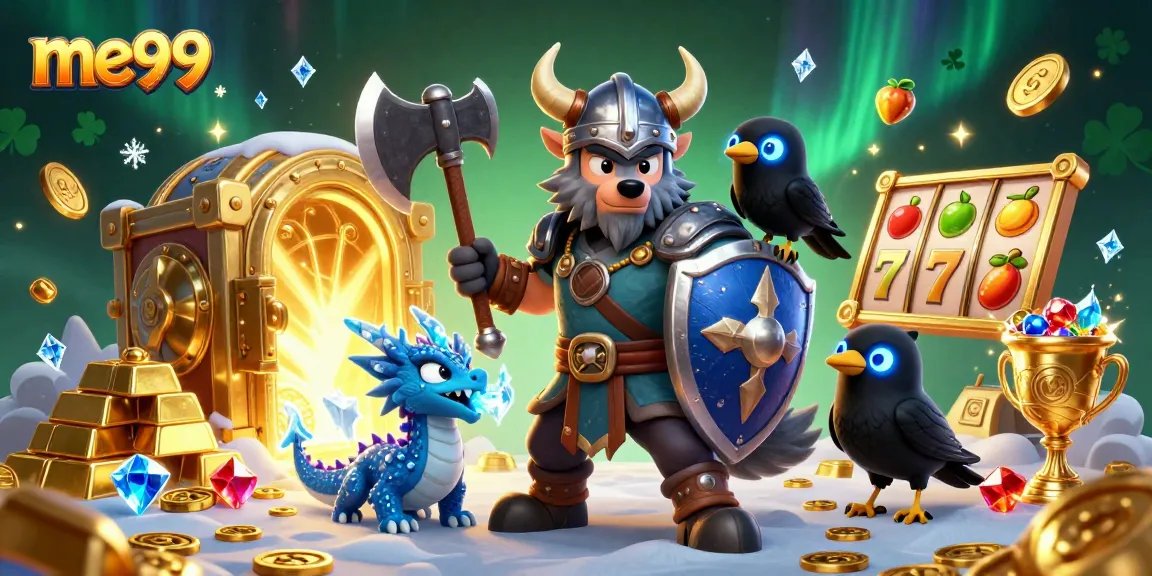Experience thrilling gameplay at me99 as a Viking warrior encounters dragon ice and gem treasures.