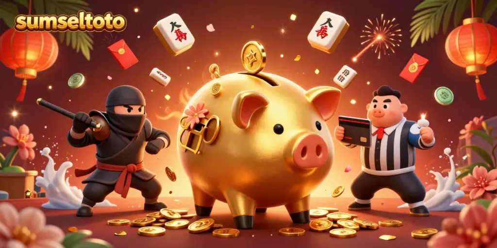 Engage with sumseltoto's vibrant 3D illustration depicting energetic action in a casino setting.