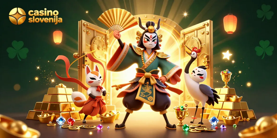 Uživajte v igrah na online casino Slovenija s kabuki bojevnikom in srečnimi zakladi.