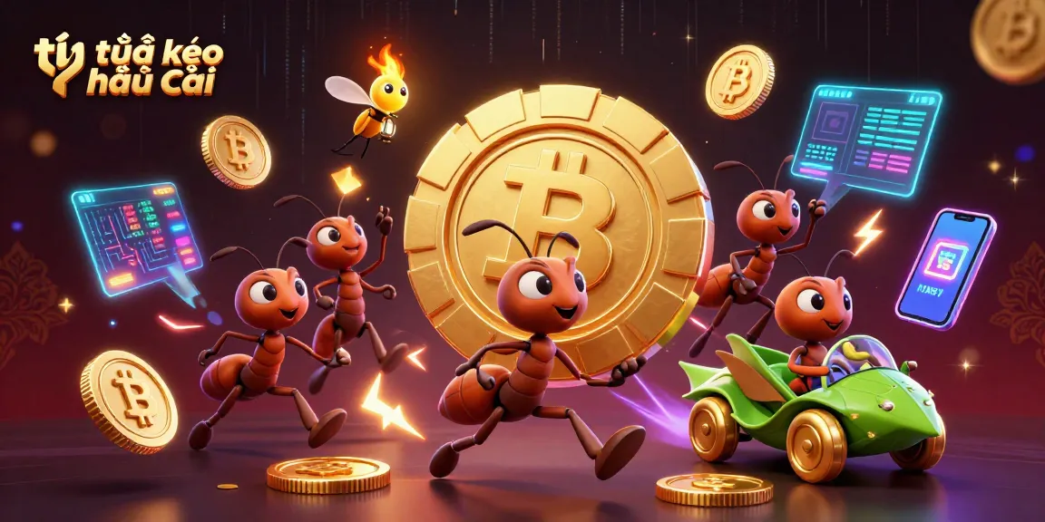 Engage in sports betting with tỷ lệ kèo nhà cái by following the dynamic scene of ants carrying a poker chip.