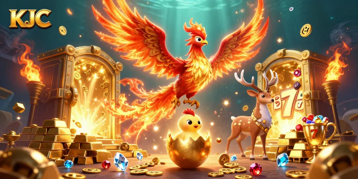 KJC platform showcases vibrant gaming experience featuring lucky symbols and dynamic characters.