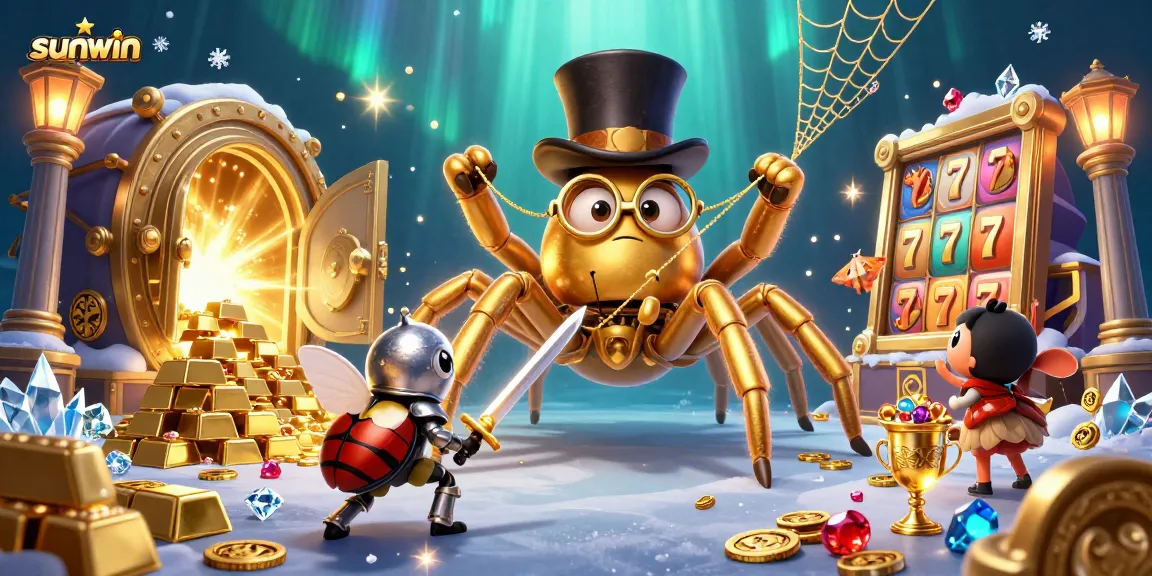 Experience the thrill of sunwin with golden treasures and an adventure in a captivating casino scene.