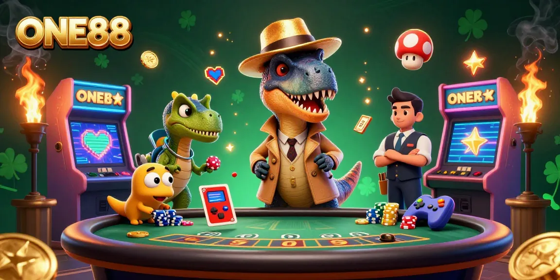 Experience thrilling blackjack action with ONE88 as a cartoon velociraptor attempts to count cards.