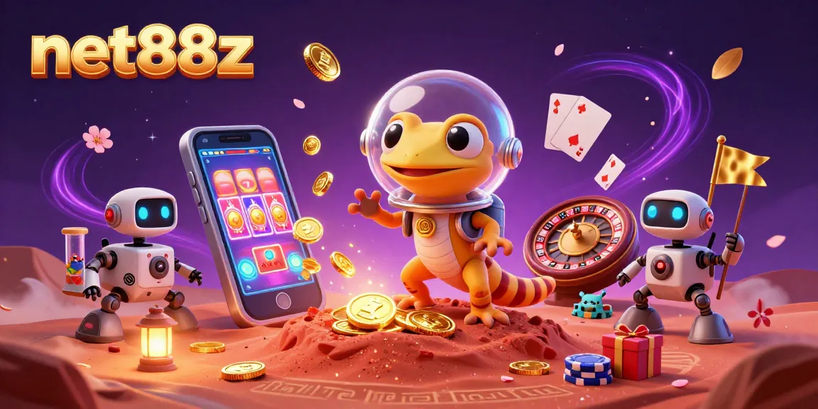 Experience the thrill of net88z with a winning Martian gecko discovering a buried golden casino.