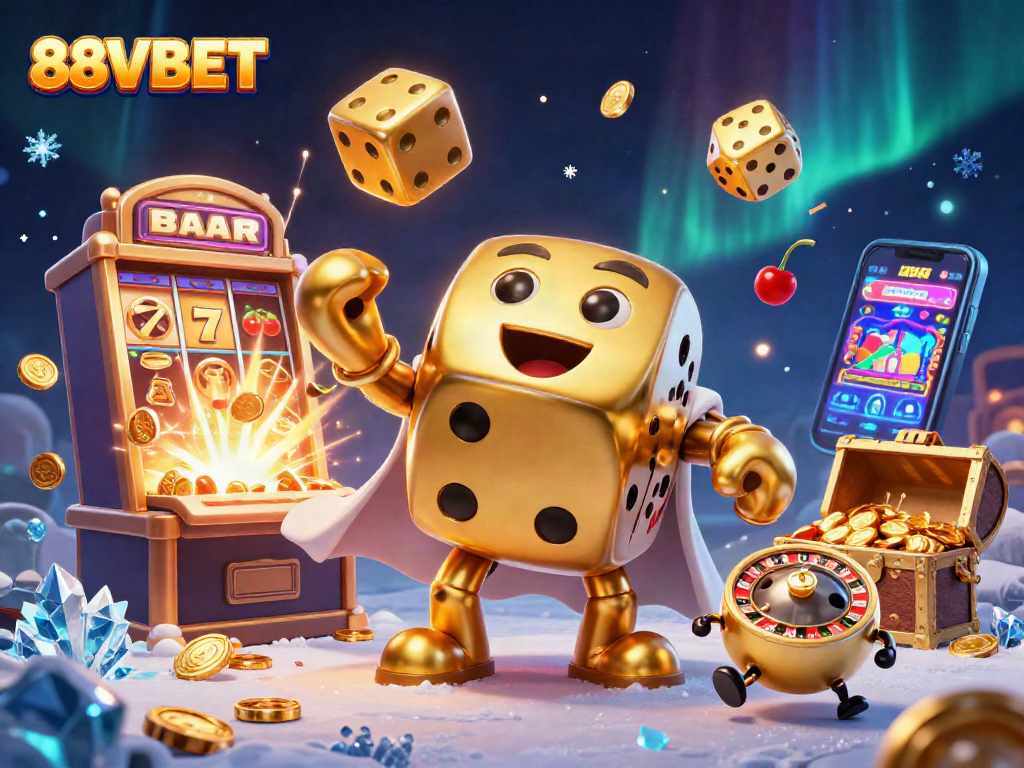 Experience the excitement of 88VBET with a vibrant 3D gaming scene showcasing dynamic casino elements.