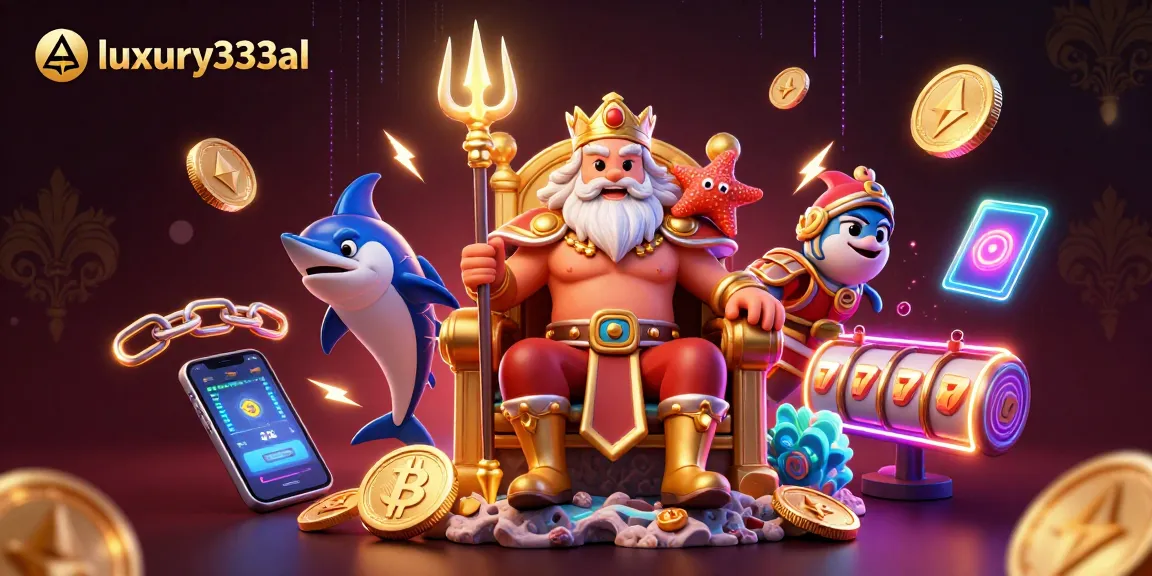 Engage with luxury333al's vibrant casino atmosphere featuring Neptune and crypto elements.