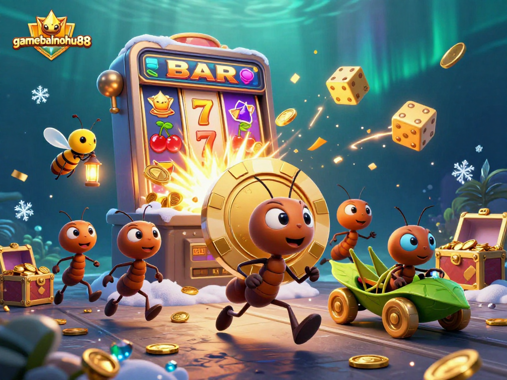 Experience an adventurous heist in gamebainohu88 with ants, slot machines, and golden treasures!