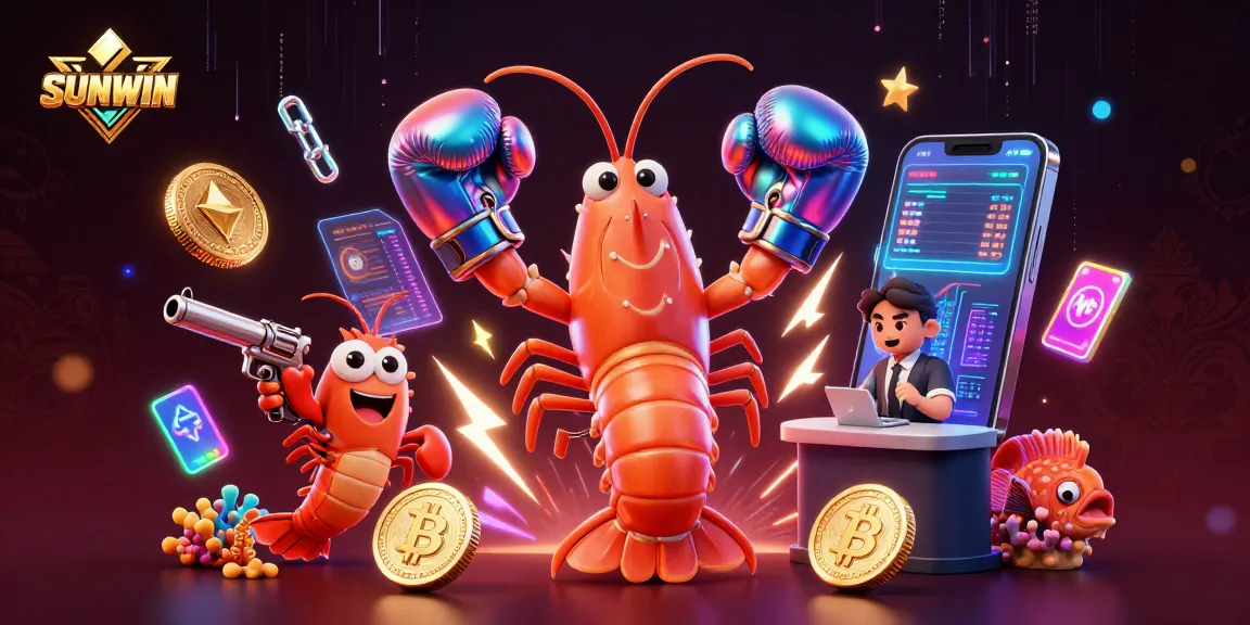 SUNWIN enhances gaming with vibrant 3D visuals featuring boxing mantis shrimp and crypto elements.