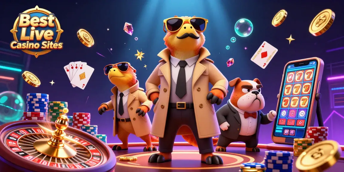 Experience the excitement of the Best Live Casino Sites with vivid illustrations of dynamic gaming action.