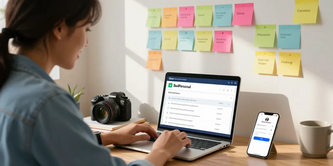 Engaging user exploring BedPersonal for local classifieds in a cozy home office setting.