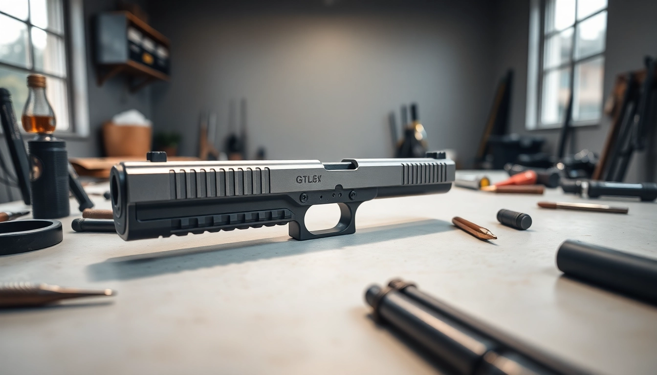 Inspecting a Glock 26 gen 5 slide showcasing its detailed machining for enhanced performance.