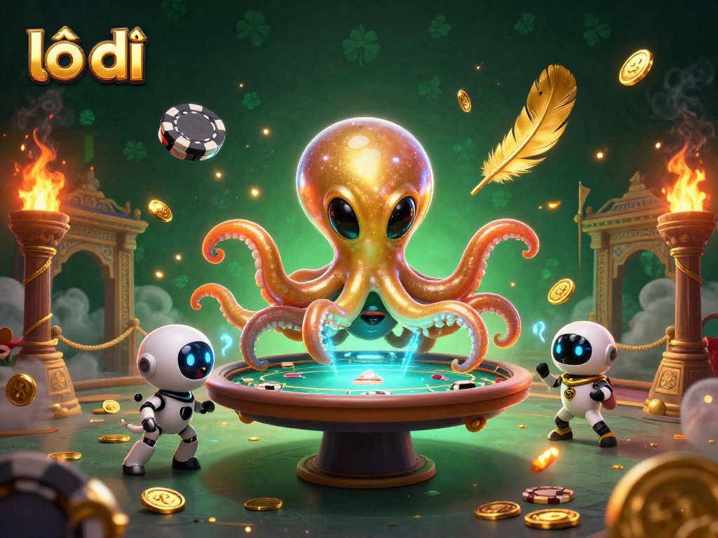 Engage in lô đề action with a lively alien octopus and dynamic casino elements.