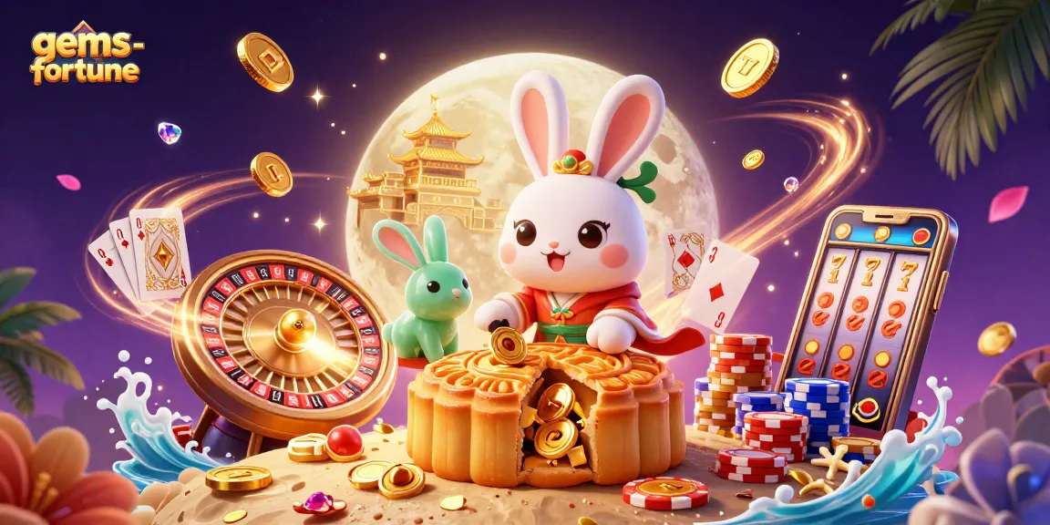 Unlock treasures with gems-fortune in this vibrant 3D casino adventure illustration.