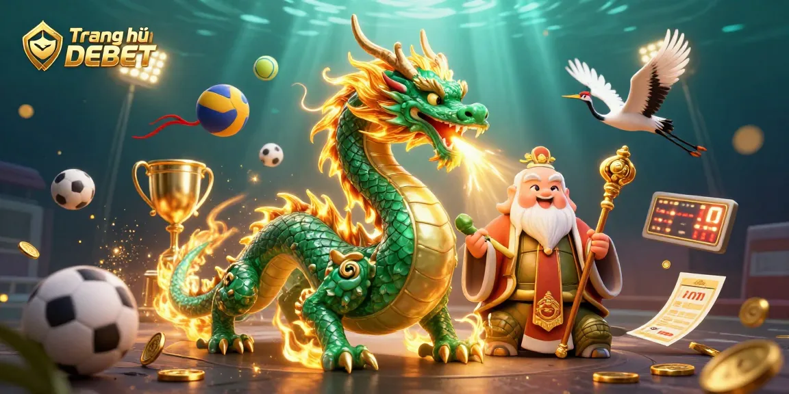 Engage with Trang chủ DEBET as massive jade dragon breathes fire in an exhilarating scene.