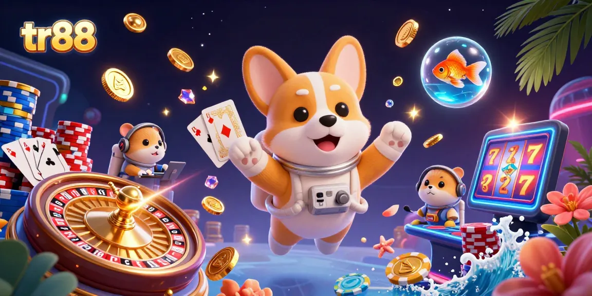 Experience thrilling gaming moments with tr88 in a dynamic space station casino scene.