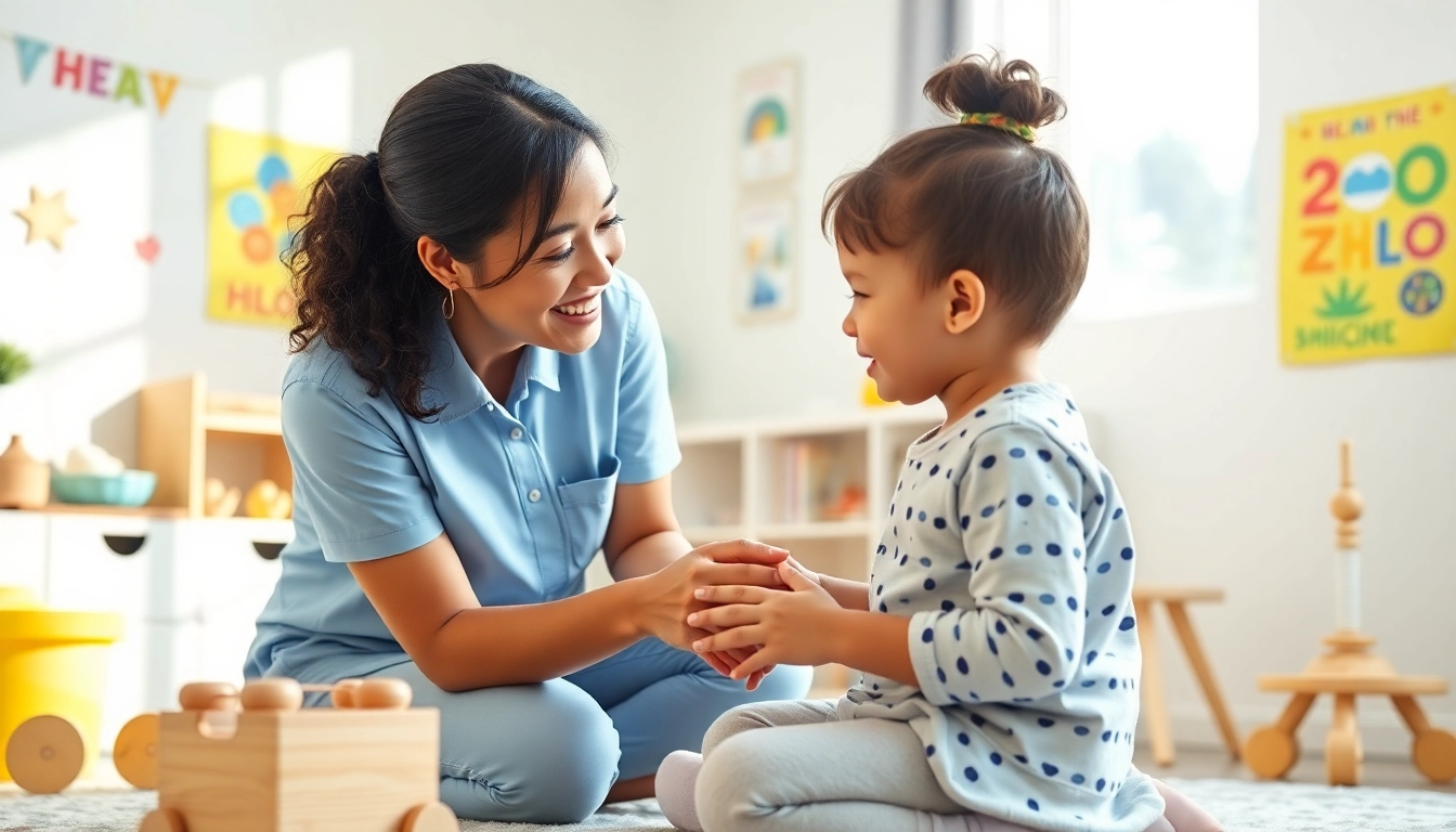 Engaging early intervention ABA therapy session with a child in a bright therapy room.