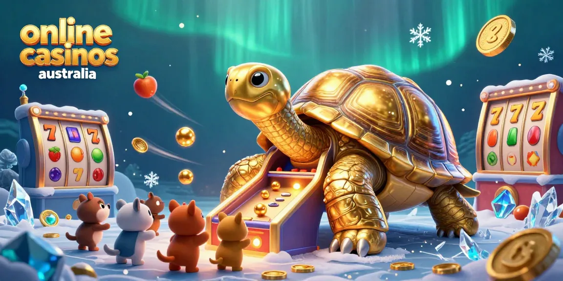 Engage with exciting online casinos Australia featuring vibrant golden tortoise pinball machine.