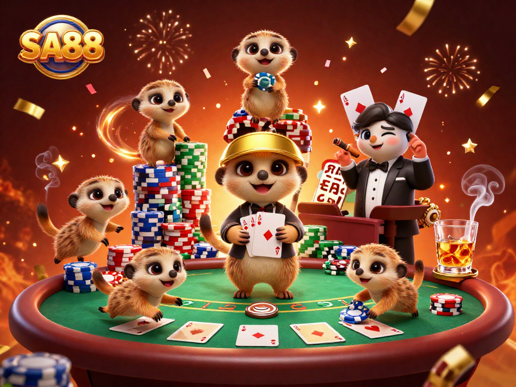 Experience excitement and strategy at SA88, where colorful meerkats engage in thrilling casino games.