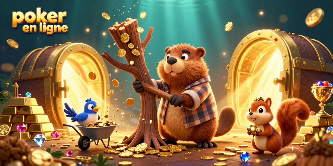 Collectez des pièces d'or en jouant au poker en ligne dans cette scène animée