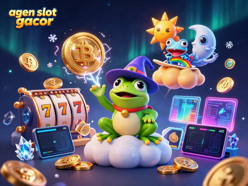 Unleash winning strategies with agen slot gacor as a 3D wizard frog creates a storm of coins.