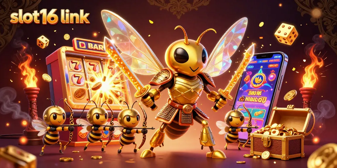 Engage with the ultimate slots adventure at slot16 link featuring vibrant hornet warriors and lavish casino elements.