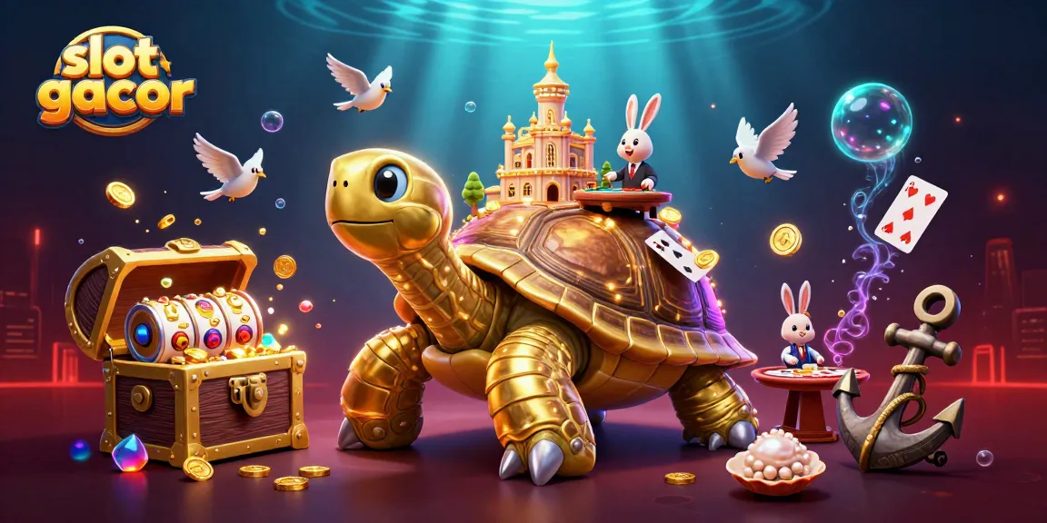 Engage with slot gacor themes while spinning reels on a golden tortoise casino.