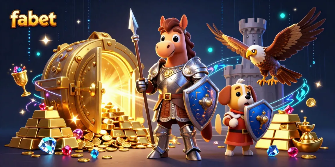 Bet on fabet with the knight's treasure and gaming excitement in a vibrant 3D scene.