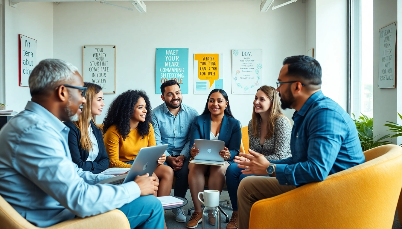 Individuals discussing their Ideal career options in a bright, engaging office setting.