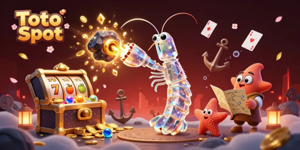 Ilustrasi Toto Slot menampilkan udang mantis samurai galaksi di tengah ledakan harta karun.