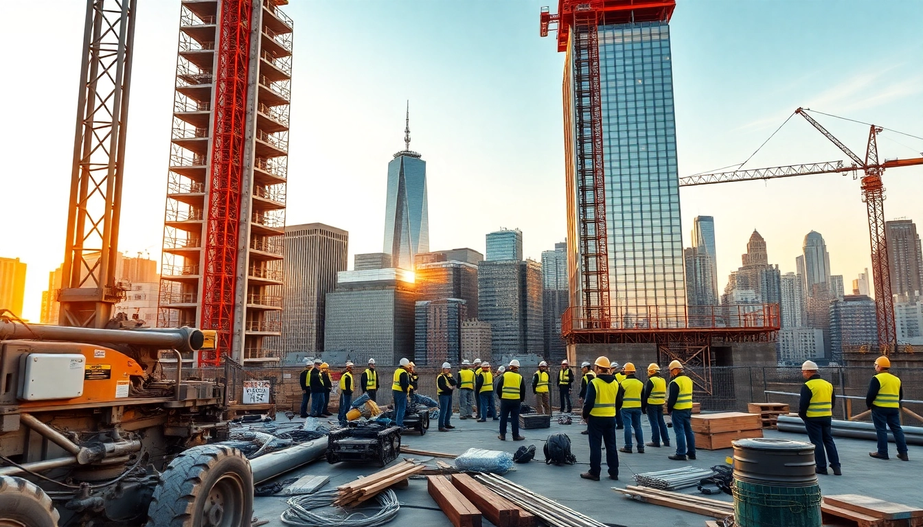 New York City Commercial General Contractor team working on modern building construction.
