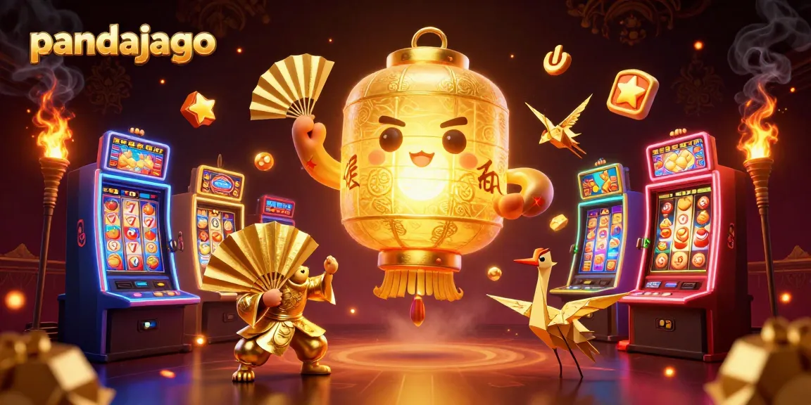 Pandajago memberikan pengalaman bermain slot gacor yang menarik dengan mesin slot berkilau di latar belakang.